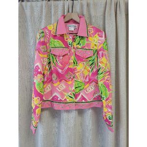 Nancy Bolen City Girl Pink colorful Silk Jacket, size‎ S